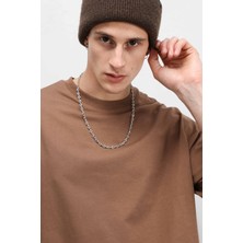Vamos Basic Oversize Bisiklet Yaka Tişört Kahve