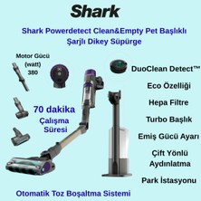 Shark Powerdetect Clean&empty Pet Başlıklı Şarjlı Dikey Süpürge + Aprilla  Şarjlı Araç Süpürgesi Hediye