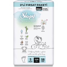 Hype Store Sleepy Bio Natural 2'li Fırsat Paketi Bebek Bezi 5 Numara Junior 58 Adet Cırtlı Bez