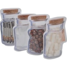 TE Dükkan Kavanoz Görünümlü Kilitli Poşet Çıtçıtlı ve Pratik Torba 4 Adet