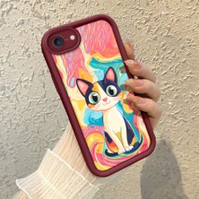 HONTINGA iPhone Se 2022 ile Uyumlu Kılıfı Düşüme Önleyici Basitlik Anti Düşme Kamera Korumali Yağlı Boya Bordo Desen Yumuşak Silikon Telefon Kılıfı Kadın ve Erkek Için Uygundur K2-7119