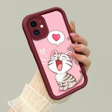HONTINGA iPhone 11 ile Uyumlu Kılıfı Düşüme Önleyici Basitlik Anti Düşme Kamera Korumali Kedi Bordo Desen Yumuşak Silikon Telefon Kılıfı Kadın ve Erkek Için Uygundur K2-7120
