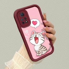 HONTINGA Xiaomi Redmi Note 11 Pro ile Uyumlu Kılıfı Düşüme Önleyici Basitlik Anti Düşme Kamera Korumali Kedi Bordo Desen Yumuşak Silikon Telefon Kılıfı Kadın ve Erkek Için Uygundur K2-7120