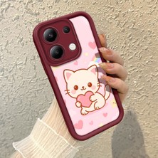 HONTINGA Xiaomi Redmi Note 13 ile Uyumlu Kılıfı Düşüme Önleyici Basitlik Anti Düşme Kamera Korumali Kedi Bordo Desen Yumuşak Silikon Telefon Kılıfı Kadın ve Erkek Için Uygundur K2-7120