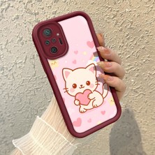 HONTINGA Xiaomi Redmi Note 10 Pro ile Uyumlu Kılıfı Düşüme Önleyici Basitlik Anti Düşme Kamera Korumali Kedi Bordo Desen Yumuşak Silikon Telefon Kılıfı Kadın ve Erkek Için Uygundur K2-7120