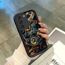 HONTINGA Samsung Galaxy S22 ile Uyumlu Kılıfı Düşüme Önleyici Basitlik Anti Düşme Kamera Korumali Mekanik Siyah Desen Yumuşak Silikon Telefon Kılıfı Kadın ve Erkek Için Uygundur K2-0242