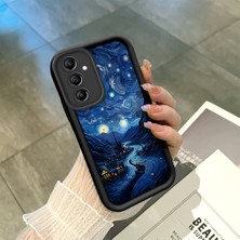 HONTINGA Samsung Galaxy A14 ile Uyumlu Kılıfı Düşüme Önleyici Basitlik Anti Düşme Kamera Korumali Çizgi Roman Siyah Desen Yumuşak Silikon Telefon Kılıfı Kadın ve Erkek Için Uygundur K2-0241