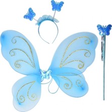 BYZM Kelebek Kanadı Tacı Asası Mavi Renk