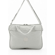 Sanmorris Unisex Klinkır Suya Dayanıklı Laptop Bölmeli Çapraz Askılı Açık Gri Renkli Evrak ve Laptop Çantası