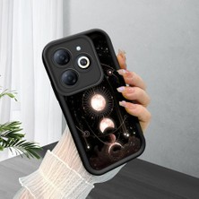 HONTINGA Infinix Smart 8 Pro ile Uyumlu Kılıfı Düşüme Önleyici Basitlik Anti Düşme Kamera Korumali Gökyüzü Siyah Desen Yumuşak Silikon Telefon Kılıfı Kadın ve Erkek Için Uygundur K2-0240