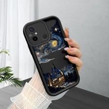 HONTINGA Poco C55 ile Uyumlu Kılıfı Düşüme Önleyici Basitlik Anti Düşme Kamera Korumali Çizgi Roman Siyah Desen Yumuşak Silikon Telefon Kılıfı Kadın ve Erkek Için Uygundur K2-0241