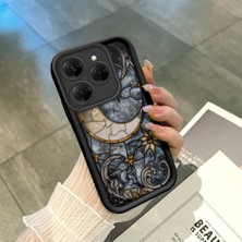 HONTINGA Tecno Spark 20 Pro ile Uyumlu Kılıfı Düşüme Önleyici Basitlik Anti Düşme Kamera Korumali Vintage Siyah Desen Yumuşak Silikon Telefon Kılıfı Kadın ve Erkek Için Uygundur K2-0239
