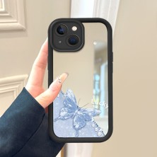 HONTINGA iPhone 15 Plus ile Uyumlu Aynalı Kılıfı Düşüme Önleyici Basitlik Anti Düşme Kamera Korumali Kelebek Desen Yumuşak Silikon Telefon Kılıfı Kadın ve Erkek Için Uygundur K2-9044