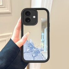 HONTINGA iPhone 16 ile Uyumlu Aynalı Kılıfı Düşüme Önleyici Basitlik Anti Düşme Kamera Korumali Kelebek Desen Yumuşak Silikon Telefon Kılıfı Kadın ve Erkek Için Uygundur K2-9044