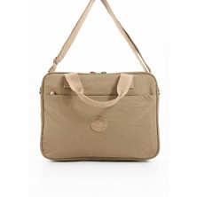 Sanmorris Unisex Klinkır Suya Dayanıklı Laptop Bölmeli Çapraz-El Askılı Bej Renkli Evrak ve Laptop Çantası