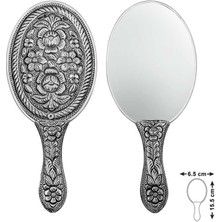 Tuncel Store 925 Ayar Gümüş Papatya ve Gül Motifli El Aynası T8635 (945)