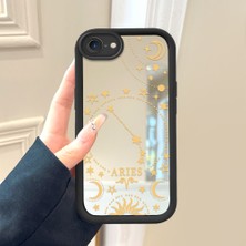 HONTINGA iPhone Se 2022 ile Uyumlu Aynalı Kılıfı Düşüme Önleyici Basitlik Anti Düşme Kamera Korumali Burç Deseni Desen Yumuşak Silikon Telefon Kılıfı Kadın ve Erkek Için Uygundur K2-9049