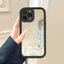 HONTINGA iPhone 15 Pro Max ile Uyumlu Aynalı Kılıfı Düşüme Önleyici Basitlik Anti Düşme Kamera Korumali Burç Deseni Desen Yumuşak Silikon Telefon Kılıfı Kadın ve Erkek Için Uygundur K2-9045