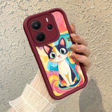 HONTINGA Xiaomi Redmi Note 14 ile Uyumlu Kılıfı Düşüme Önleyici Basitlik Anti Düşme Kamera Korumali Yağlı Boya Bordo Desen Yumuşak Silikon Telefon Kılıfı Kadın ve Erkek Için Uygundur K2-7119