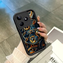 HONTINGA Realme C53 ile Uyumlu Kılıfı Düşüme Önleyici Basitlik Anti Düşme Kamera Korumali Mekanik Siyah Desen Yumuşak Silikon Telefon Kılıfı Kadın ve Erkek Için Uygundur K2-0242