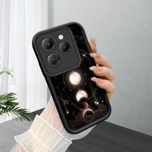 HONTINGA Infinix Hot 40 Pro ile Uyumlu Kılıfı Düşüme Önleyici Basitlik Anti Düşme Kamera Korumali Gökyüzü Siyah Desen Yumuşak Silikon Telefon Kılıfı Kadın ve Erkek Için Uygundur K2-0240