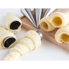 Bigelal Kornet Kurabiye Şekil Verici - Paslanmaz  Korneo Kalıbı 6 Lı