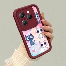 HONTINGA Infinix Hot 40 ile Uyumlu Kılıfı Düşüme Önleyici Basitlik Anti Düşme Kamera Korumali Sevimli Kedi Bordo Desen Yumuşak Silikon Telefon Kılıfı Kadın ve Erkek Için Uygundur K2-7121