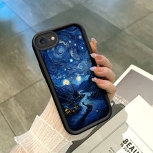 HONTINGA iPhone Se 2020 ile Uyumlu Kılıfı Düşüme Önleyici Basitlik Anti Düşme Kamera Korumali Çizgi Roman Siyah Desen Yumuşak Silikon Telefon Kılıfı Kadın ve Erkek Için Uygundur K2-0241