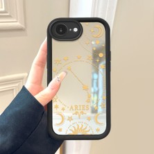 HONTINGA iPhone 16E ile Uyumlu Aynalı Kılıfı Düşüme Önleyici Basitlik Anti Düşme Kamera Korumali Burç Deseni Desen Yumuşak Silikon Telefon Kılıfı Kadın ve Erkek Için Uygundur K2-9049