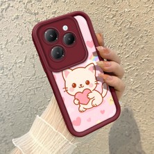 HONTINGA Infinix Hot 40 ile Uyumlu Kılıfı Düşüme Önleyici Basitlik Anti Düşme Kamera Korumali Kedi Bordo Desen Yumuşak Silikon Telefon Kılıfı Kadın ve Erkek Için Uygundur K2-7120