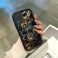 HONTINGA Samsung Galaxy M12 ile Uyumlu Kılıfı Düşüme Önleyici Basitlik Anti Düşme Kamera Korumali Mekanik Siyah Desen Yumuşak Silikon Telefon Kılıfı Kadın ve Erkek Için Uygundur K2-0242