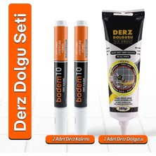 Badem10 (3'lü Set) Fayans Beyaz Derz Boyama Boyası Kalemi + Fayans Arası Hazır Derz Dolgusu 380 gr