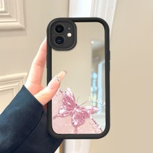 HONTINGA iPhone 12 ile Uyumlu Aynalı Kılıfı Düşüme Önleyici Basitlik Anti Düşme Kamera Korumali Kelebek Desen Yumuşak Silikon Telefon Kılıfı Kadın ve Erkek Için Uygundur K2-9044