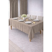 PerdeYap Kadife Dokulu Taş Renk Masa Örtüsü 12480-Taş Rengi