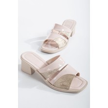 Miss Zülüf Kadın Topuklu Gunluk Terlik Çimli Suslemeli