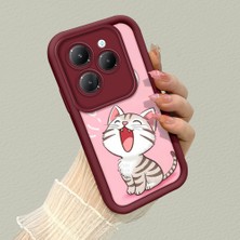 HONTINGA Infinix Hot 40 ile Uyumlu Kılıfı Düşüme Önleyici Basitlik Anti Düşme Kamera Korumali Kedi Bordo Desen Yumuşak Silikon Telefon Kılıfı Kadın ve Erkek Için Uygundur K2-7120