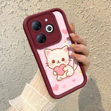 HONTINGA Infinix Smart 8 ile Uyumlu Kılıfı Düşüme Önleyici Basitlik Anti Düşme Kamera Korumali Kedi Bordo Desen Yumuşak Silikon Telefon Kılıfı Kadın ve Erkek Için Uygundur K2-7120