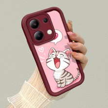 HONTINGA Xiaomi Redmi Note 13 ile Uyumlu Kılıfı Düşüme Önleyici Basitlik Anti Düşme Kamera Korumali Kedi Bordo Desen Yumuşak Silikon Telefon Kılıfı Kadın ve Erkek Için Uygundur K2-7120
