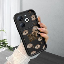 HONTINGA Infinix Smart 8 ile Uyumlu Kılıfı Düşüme Önleyici Basitlik Anti Düşme Kamera Korumali Vintage Siyah Desen Yumuşak Silikon Telefon Kılıfı Kadın ve Erkek Için Uygundur K2-0239