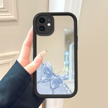 HONTINGA iPhone 12 ile Uyumlu Aynalı Kılıfı Düşüme Önleyici Basitlik Anti Düşme Kamera Korumali Kelebek Desen Yumuşak Silikon Telefon Kılıfı Kadın ve Erkek Için Uygundur K2-9044