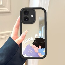 HONTINGA iPhone 16 ile Uyumlu Aynalı Kılıfı Düşüme Önleyici Basitlik Anti Düşme Kamera Korumali Sevimli Desen Yumuşak Silikon Telefon Kılıfı Kadın ve Erkek Için Uygundur K2-9043