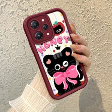 HONTINGA Xiaomi Redmi 12 ile Uyumlu Kılıfı Düşüme Önleyici Basitlik Anti Düşme Kamera Korumali Sevimli Kedi Bordo Desen Yumuşak Silikon Telefon Kılıfı Kadın ve Erkek Için Uygundur K2-7121