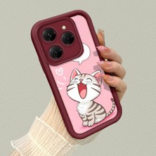 HONTINGA Tecno Spark 20 Pro ile Uyumlu Kılıfı Düşüme Önleyici Basitlik Anti Düşme Kamera Korumali Kedi Bordo Desen Yumuşak Silikon Telefon Kılıfı Kadın ve Erkek Için Uygundur K2-7120