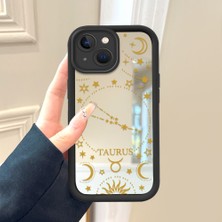 HONTINGA iPhone 13 ile Uyumlu Aynalı Kılıfı Düşüme Önleyici Basitlik Anti Düşme Kamera Korumali Burç Deseni Desen Yumuşak Silikon Telefon Kılıfı Kadın ve Erkek Için Uygundur K2-9047