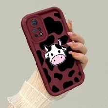 HONTINGA Xiaomi Redmi Note 11 Pro ile Uyumlu Kılıfı Düşüme Önleyici Basitlik Anti Düşme Kamera Korumali Inek Desenli Bordo Desen Yumuşak Silikon Telefon Kılıfı Kadın ve Erkek Için Uygundur K2-7117