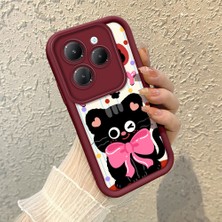 HONTINGA Infinix Hot 40 ile Uyumlu Kılıfı Düşüme Önleyici Basitlik Anti Düşme Kamera Korumali Sevimli Kedi Bordo Desen Yumuşak Silikon Telefon Kılıfı Kadın ve Erkek Için Uygundur K2-7121