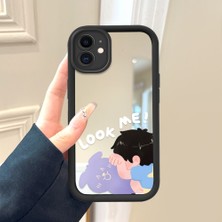 HONTINGA iPhone 12 ile Uyumlu Aynalı Kılıfı Düşüme Önleyici Basitlik Anti Düşme Kamera Korumali Sevimli Desen Yumuşak Silikon Telefon Kılıfı Kadın ve Erkek Için Uygundur K2-9043