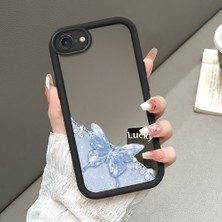 HONTINGA iPhone 7 ile Uyumlu Aynalı Kılıfı Düşüme Önleyici Basitlik Anti Düşme Kamera Korumali Kelebek Desen Yumuşak Silikon Telefon Kılıfı Kadın ve Erkek Için Uygundur K2-9044