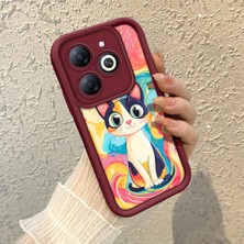 HONTINGA Infinix Smart 8 ile Uyumlu Kılıfı Düşüme Önleyici Basitlik Anti Düşme Kamera Korumali Yağlı Boya Bordo Desen Yumuşak Silikon Telefon Kılıfı Kadın ve Erkek Için Uygundur K2-7119