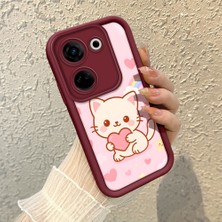 HONTINGA Tecno Camon 20 ile Uyumlu Kılıfı Düşüme Önleyici Basitlik Anti Düşme Kamera Korumali Kedi Bordo Desen Yumuşak Silikon Telefon Kılıfı Kadın ve Erkek Için Uygundur K2-7120